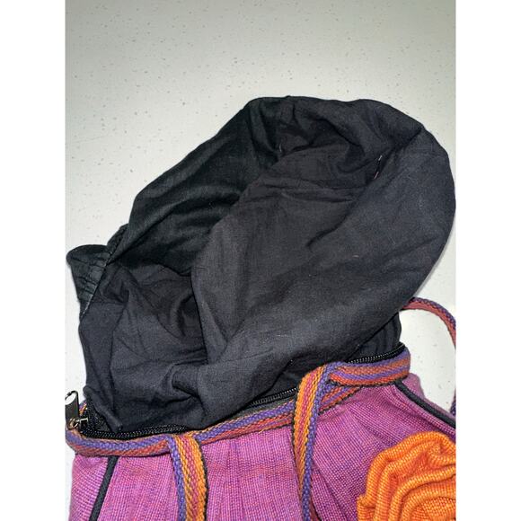 Earth Divas Fair Trade Made Shoulder Bag Purple Orange flower boho hippie - Picture 7 of 8